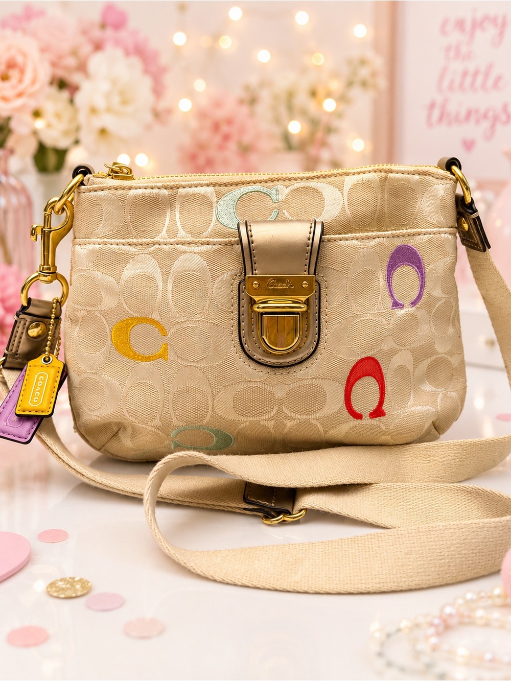 Coach Poppy Multicolor Signature Canvas Crossbody Bag – Y2K